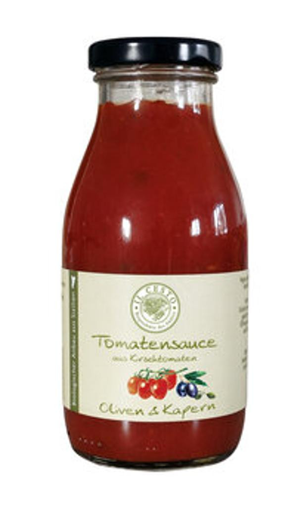 Produktfoto zu Tomatensauce mit Oliven und Kapern 250ml vegan