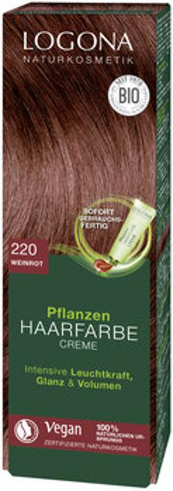 Produktfoto zu Pflanzen Haarfarbe Creme "220 weinrot" 150ml